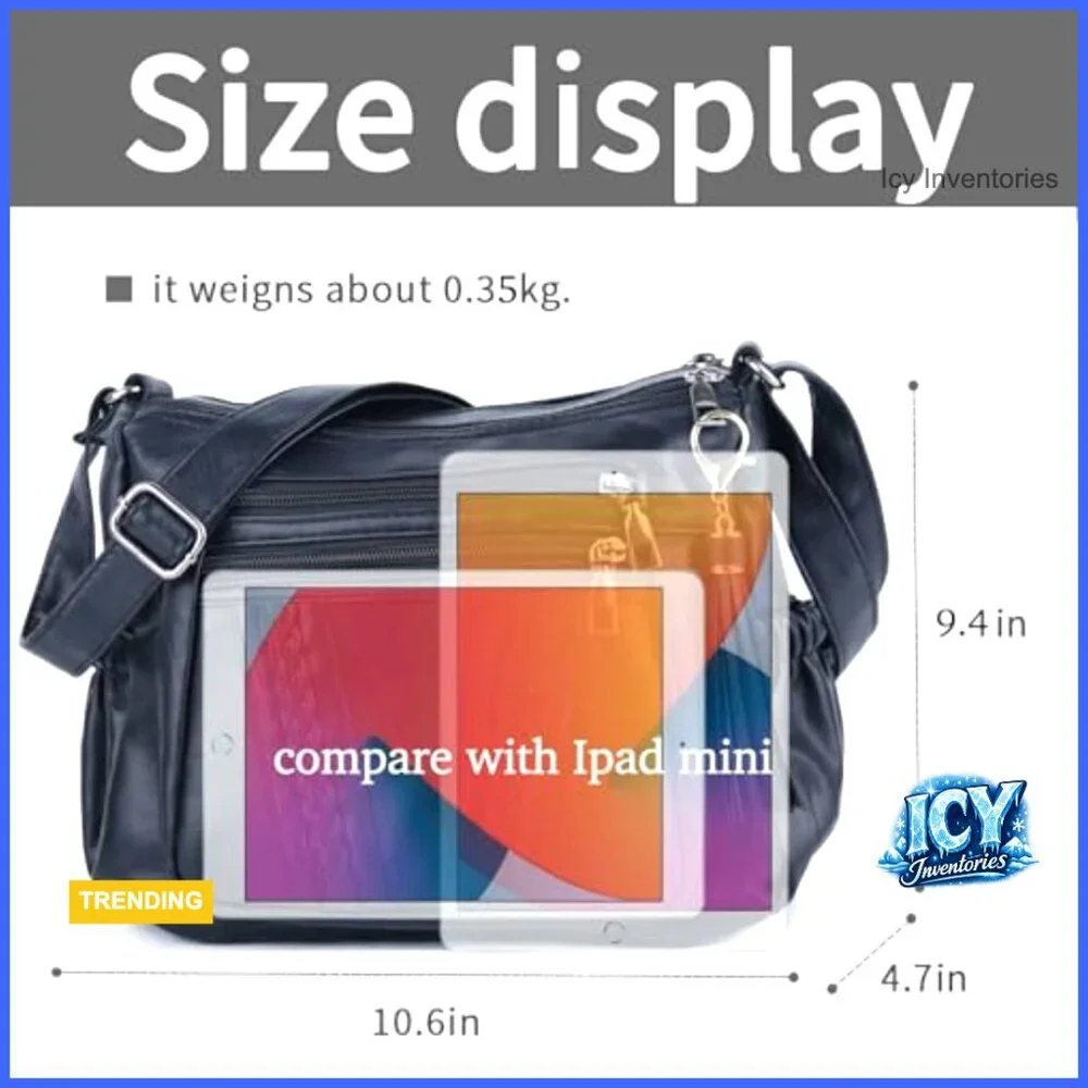 Soft PU Leather Crossbody Bag with Multi-Pocket Design